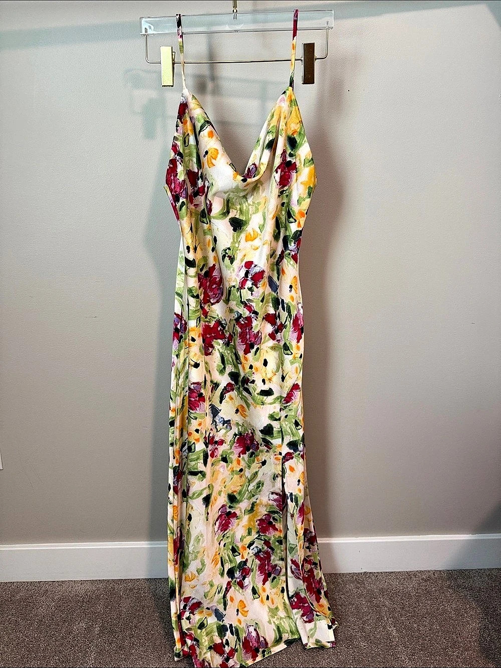 Floral Maxi Dress in White & Multicolor Like New